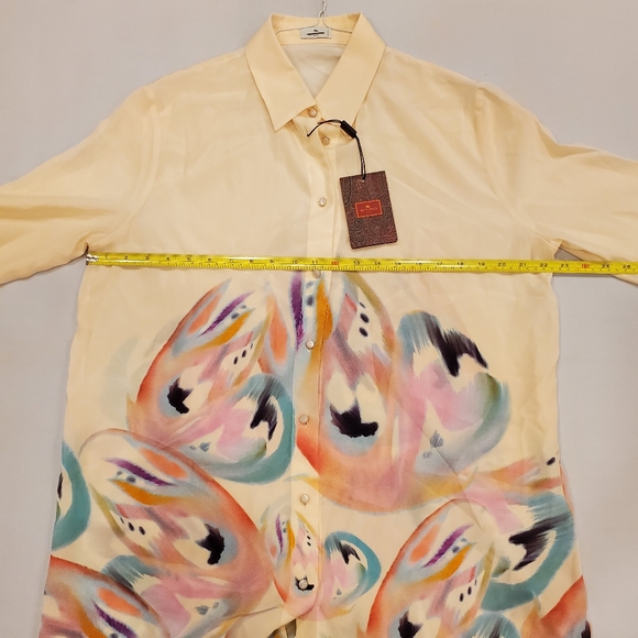 NWT$1,150 ETRO Silk Butterfly Wings Abstract Oversized Crepe Shirt Blouse 46, L - Picture 12 of 16